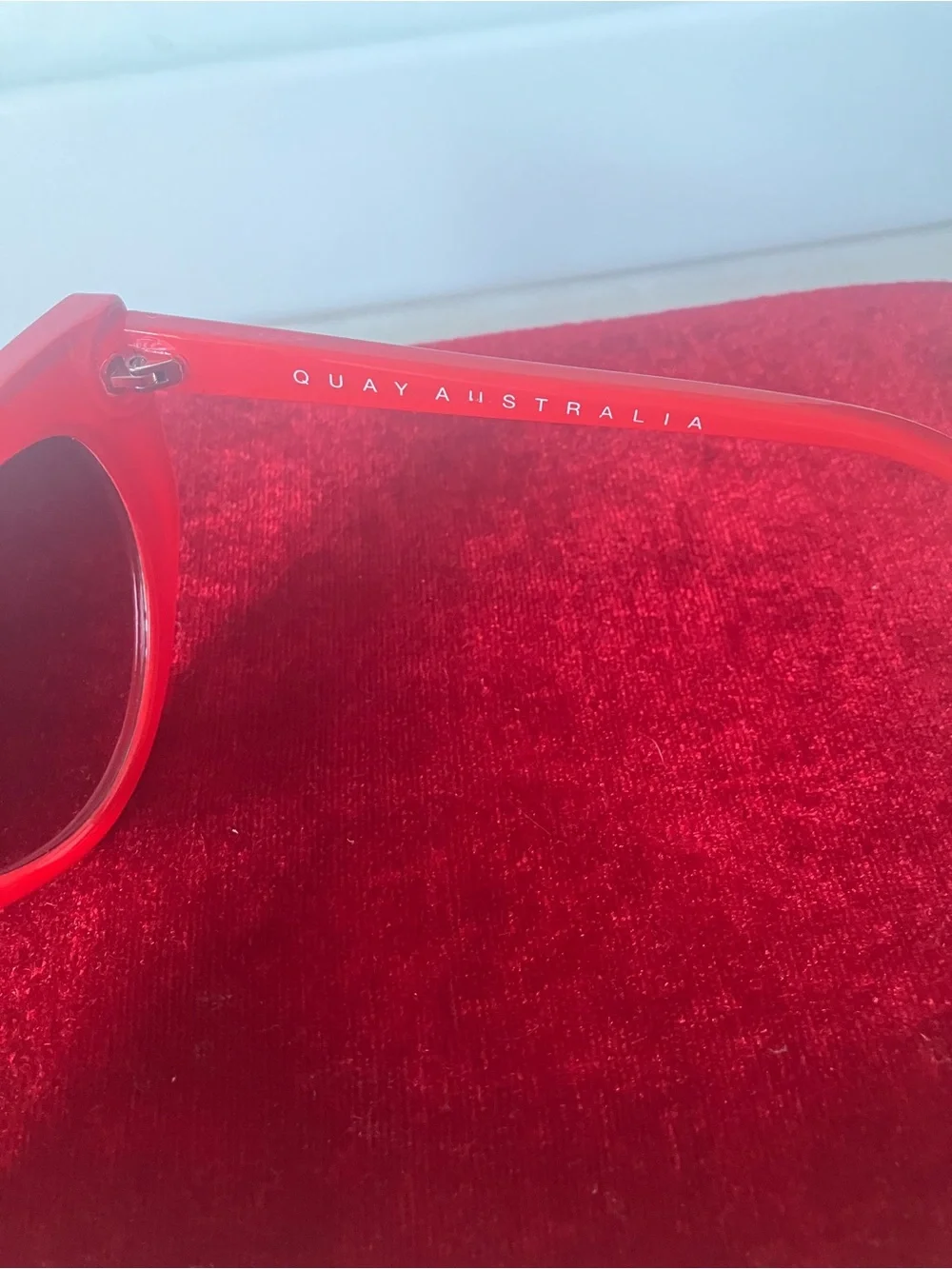 Quay Australia PERSUASIVE Red Cat Eye Sunglasses.